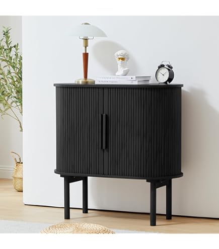 Amazon.co.jp: コンソールキャビネット 北欧無垢材本棚 ドア付き ログ