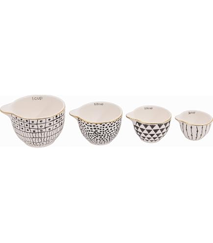 Stackable Ceramic Measuring Cups Set - 4-Piece Mason Jar Design With Floral Art, Farmhouse Kitchen Decor, ¼ To 1 Cup Sizes - View #5