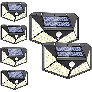 Batoneソーラーセンサーライト【100LED 6個セット 4面発光】光&人感センサー 防犯ライト 3つ点灯モード 太…