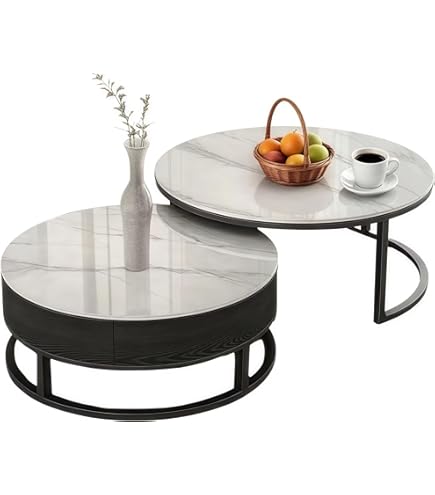 Amazon.co.jp: センターテーブル 大理石柄 完成品 コーヒー