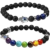 Eigso 7 Chakra Diffuser Bracelets Set for Women Men Reiki Healing Meditation Lava Rock Stone Beads