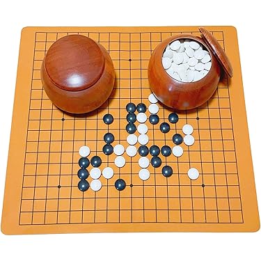 囲碁セット　木箱カバー付　碁石 楽天市場】囲碁セット 木製新桂9路13路盤 和楽セット ※新桂13路9