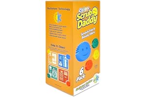 Scrub Daddy Scrub Daddy Colors 6 Pack - Vibrant Colour Scrub Daddy - Soft in Warm Water, Firm in Cold Water for Tough Cleaning - Colour Coded Cleaning