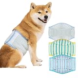 KUVEELA PET 犬用マナーベルト 雄犬用おむつ 犬用オムツカバー 男の子 お散歩 お外出 室内 おでかけ 介護 発情期 通気性 吸水性良い 再利用可能（（新）グリーンボーダー XL）