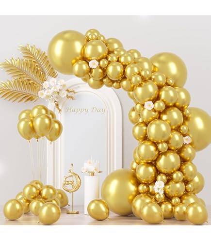 Gold Wedding Arch Stand 7.2FT Tall – Heavy Duty Metal Frame With Water Bags, Balloon Pump & Storage Bag For Parties