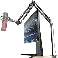CACENCAN M02 マイクスタンド マイクアームスタンド 卓上デスクアーム式 長く高くなる改良型 角度高さ調節 伸縮 折り畳み式 コンデンサーマイク用 生放送実況 配信 収録用 配線フック・変換ネジ付き・マイククリップ付属 日本語説明書