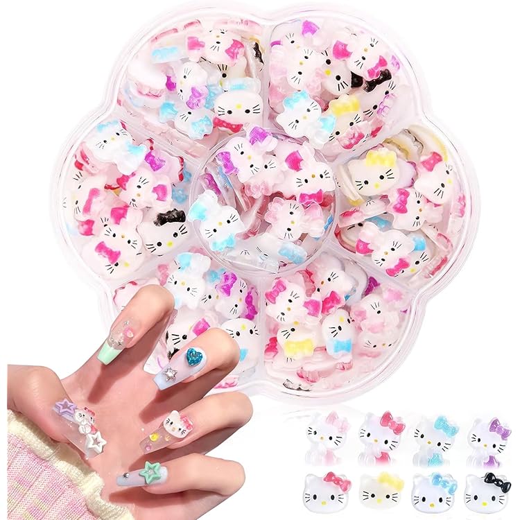 Amazon | ネイルパーツ クマ 48個セット 透明 オーロラ くま