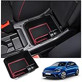 【RUIYA】フォルクスワーゲン ポロ MK6 AW型 コンソールボックス 小物入れトレイ ポロ aw コンソールトレイ 車種専用 ポロ 6 センターコンソール収納ボックス 車内収納ボックス カーアクセサリー 内装パーツ アームレストボックス ラバー