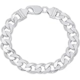 Verona Jewelers Sterling Silver Italian Curb Cuban Link Chain Bracelet for Men 7.5MM, 8MM, 9.2MM, 11MM, 15MM,- 925 Sterling S