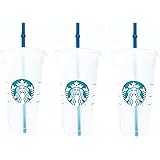 Starbucks 再利用可能な硬質プラスチックベンティ 24オンス つや消しアイスコールドドリンクカップ 蓋とグリーンストロー付き ストッパー付き