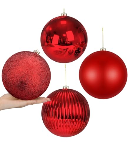 Amazon | 【3個セット】15cmクリスマスオーナメントボール レッド