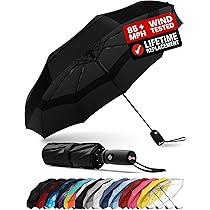 Amazon | DAVEK DUET UMBRELLA - 特大防風傘 自動開閉 (ブラック