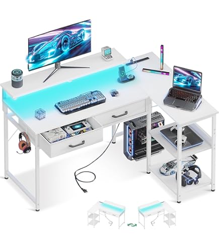 AODK ゲーミングデスク パソコンデスク ラック&コンセント付き 幅100cm 71YBwlL8EDL._AC_UL495_SR435,