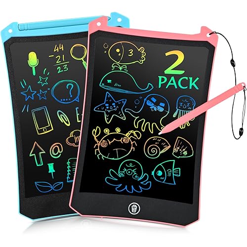 EooCoo Gifts for Girls Boys, 2 Pack Writing Tablet for Kids, 8.5 inch Toddler Travel Essentials, Drawing Board No Mess Colour