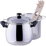 宮崎製作所 オブジェ パスタポット 4.6L 日本製 5年保証 湯切りバスケット・木製パスタトング付 軽量 OJ-59