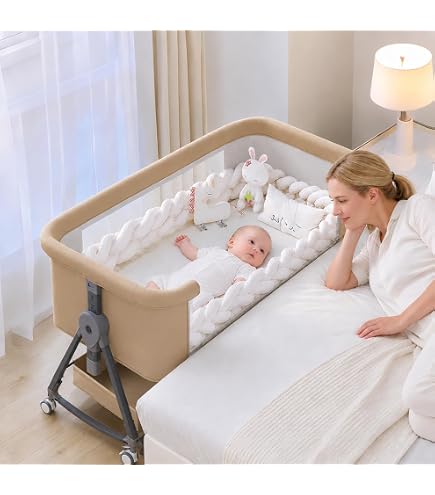 Amazon.co.jp: ベビーベッド 添い寝ベッド 浅い木色 乳児用ベッド 多