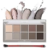 Erinde アイシャドウパレット マット 10色アイシャドウベース ラメなし カラフル ブラウン グレー イエベ春/秋 ブルベ 夏/冬 ブラシ 黒 多色 オレンジ デカ目 無添加 オーガニック 時短 通勤 日常必需品 グレー系