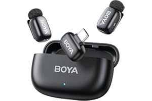 BOYA mini 2 Wireless Lavalier Microphone for iPhone 15/16/17 & Android, AI Noise Reduce, Safety Track, Smart App Control, 30H Battery Life&Charge Case for YouTube Podcast Vlog TikTok(USB-C, Black)