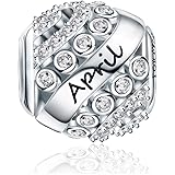 Forever Queen Birthstone Charms for Pandora Charms Bracelet- 925 Sterling Silver Bead Openwork Charms, Happy Birthday Charms 
