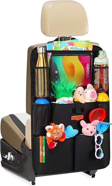SURDOCA Backseat Car Organizer,4th Gen Back Seat Protector with 11 Inch Tablet Holder, 8 Pockets,Car Storage Accessories Back Seat Organizer for Kids - 1