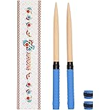 XUANDONG 適用太鼓の達人 マイバチ 太鼓バチ 交換用グリップ 木製 硬材 テーパー加工 2本セット 380ミリ-25ミリ ロール用 アーケードで大活躍 予備グリップテープ2個付き 5色選べる