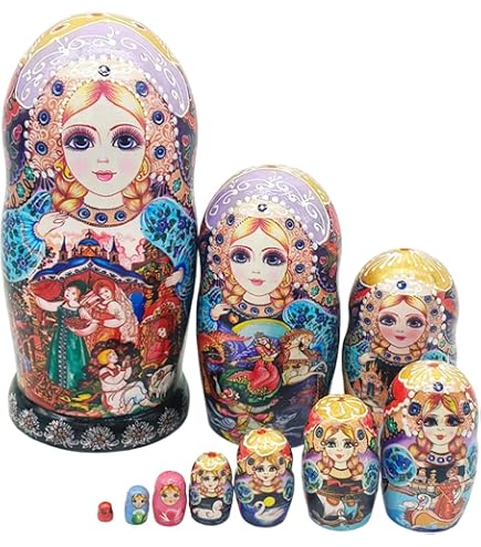 Amazon | 手描き ロシアのマトリョーシカ人形 入れ子人形 スタッキング