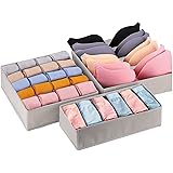 下着 収納 ボックス 服 収納ケース 3点セット 折り畳み 引き出し仕切り ケース 収納便利 靴下 ブラ 下着 衣類 小物収納 防虫防湿 防塵 通気 家庭用便利グッズ（グレー）