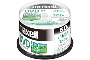 【Amazon.co.jp限定】maxell 録画用 (1回録画用) CPRM対応 DVD-R 120分 16倍速対応 インクジェットプリンタ対応ホワイト(ワイド印刷 23mm) 50枚 スピンドルケース入 DRD120PWE.50SPZ