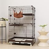 PETTOM 猫 ケージ キャットケージ ケージ トイレ付き 幅82cm 2/3段 ペット 猫 キャットゲージ キャット タワー 収納 キャスター 付 脱走防止扉 頑丈 檻 ねこ ネコケージ コンパクト ハンモック 多頭飼い