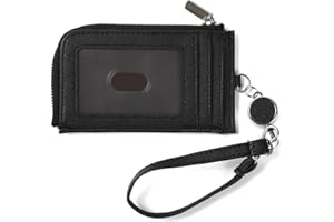 [QUARE] パスケース カードケース 定期入れ キーケース レディース リール付き 薄型 大容量 マルチケース 小銭入れ suica (ブラック)