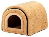 PetStyle 犬 猫 ベッド ドームハウス ペットベッド 冬用 折りたたみ 洗える 猫ハウス 犬ハウス 室内 冬 ふわふわ 暖か おしゃれ ドーム型 ペットハウス Mサイズ 小型犬 中型犬 寒さ対策 (秋冬/ベージュ)
