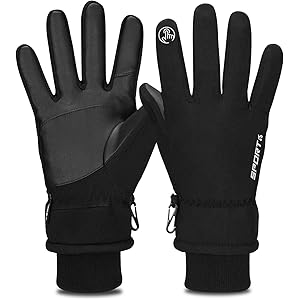 Yobenki アウトドアグローブ 防寒グローブ 保温 冬 厚手 革 防寒 スポーツグローブ 防風 長い袖 防寒 手袋…