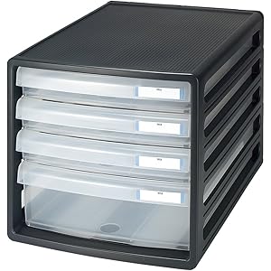 プラス レターケース A4縦 浅型3段深型1段 LC-113F 16-141 ブラック