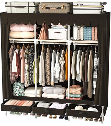 Amazon｜Chaoxinyizu ワードローブ 大容量 ハンガー ラック 収納