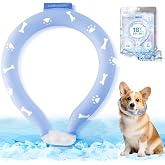 犬 クールネック 首冷やす ペット用 ネッククーラー【18℃凍結 瞬間冷感 ボダン付き 夜光効果】 冷感リング ひんやりリング 軽量タイプ クールリング 冷え首輪 氷結ベルト 犬散歩 子犬 猫用 ペット 暑さ対策 夏用品 アウトドアグ 繰り返し使用 