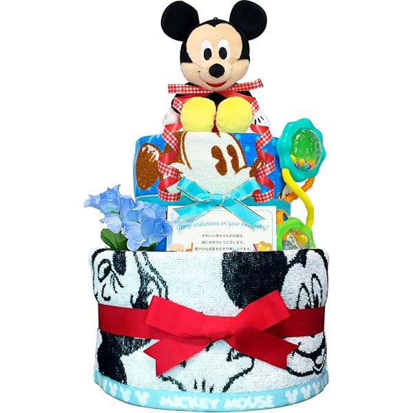 ミニーちゃんの豪華ハートバルーンおむつケーキ 女の子出産祝いにオススメ