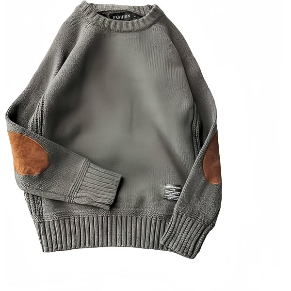 快晴堂　リングウールポケットビックセーター/黒/エルボーパッチ/チビポケット Amazon | [アスペルシオ] エルボーパッチ ざっくり ニット 丸首