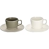 LIVING TALK cekitay カップ&ソーサー ペア はくさ/いし せん TSE105 ホワイト 28x18x9.5cm