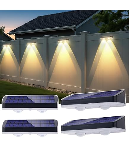 Amazon.co.jp: gardencave 4個パック ソーラーフェンスライト ソーラー