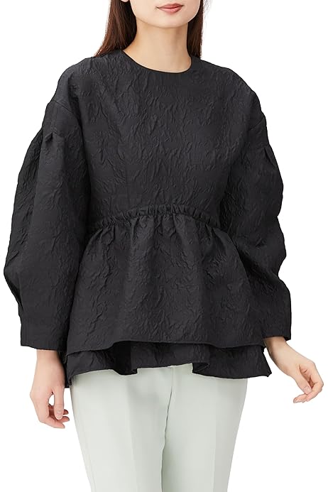 Amazon.co.jp: [コエル] クラシック パフスリーブペプラムブラウス 