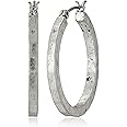 Lucky Brand Silver-Tone Small Hammered Round Hoop Earrings