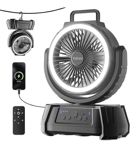Amazon | YCQQPRO キャンプ 扇風機 Type-C充電式扇風機 自動首振り 