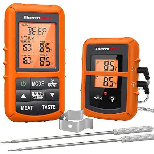 ThermoPro TP20 500FT Wireless Meat Thermometer with Dual Meat Probe, Digital Cooking Food Meat Thermometer Wireless for Smoke