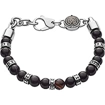 Amazon | [Diesel] メンズ ステンレススチール ブラックメノウ