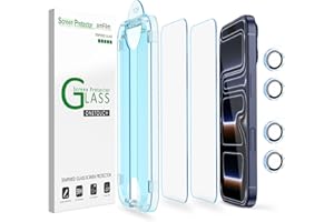 [2+4 Pack] amFilm OneTouch for iPhone 17 Pro Max 6.9" Tempered Glass Screen Protector with Camera Lens Protector. Easiest to Installation, Bubble Free and Full Coverage Case Friendly