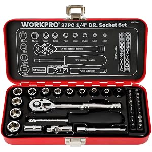 WORKPRO ソケットレンチセット ガレージツールセット ラチェットレンチ 差込角6.35mm(1/4インチ) クイッ…