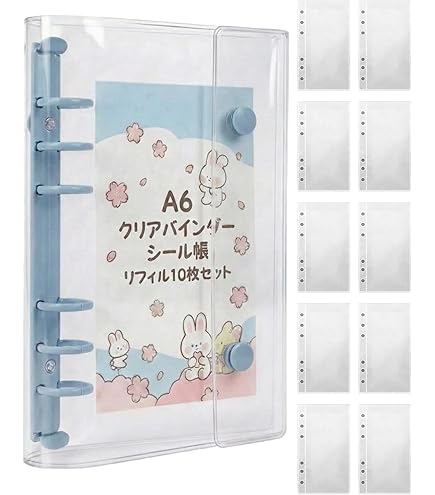 Amazon.co.jp: PERZUMI シール帳 女の子 透明 a6 バインダー 6穴