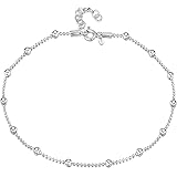 Amberta 925 Sterling Silver Adjustable Anklet - Classic Chain Ankle Bracelets - 22 to 26 cm - Flexible Fit