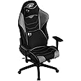 Bauhutte G-530-BK Gaming Chair, Adjustable Height, Headrest, Low Seat Design, Thickened Urethane Cushion, Fabric, Reclining, 