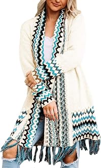 Aztec Print Long Sleeve Sweater Coats 